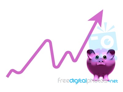 Piggy Banks With Growth Arrow Stock Image