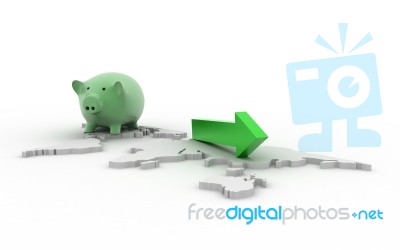 Piggy Banks With Growth Arrow Stock Image