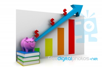 Piggy Banks With Savings Chart Stock Image