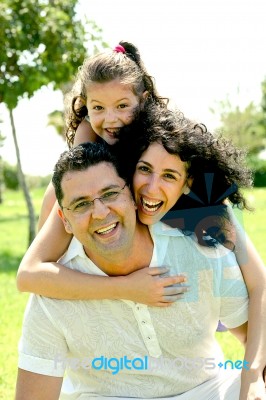 Piggyback Family Stock Photo