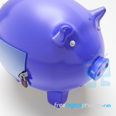 Piggybank With Closed Door Showing Financial Security Stock Image