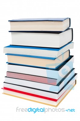 Pile Of Books, Closeup Shot Stock Photo