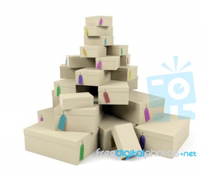 Pile Of Boxes With Price Tags Stock Image