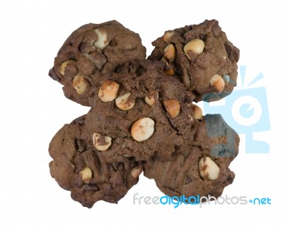 Pile Of Chocolate Cookies Isolated Stock Photo