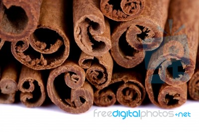 Pile Of Cinnamon Spice Quills Stock Photo