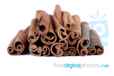 Pile Of Cinnamon Spice Quills Stock Photo