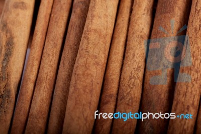 Pile Of Cinnamon Spice Quills Stock Photo