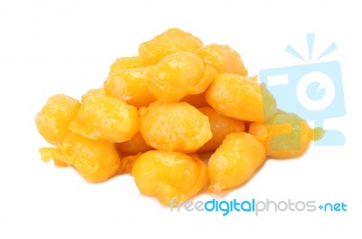 Pile Of Mock Jack Fruit Seeds (bean Paste) Dessert On White Background Stock Photo