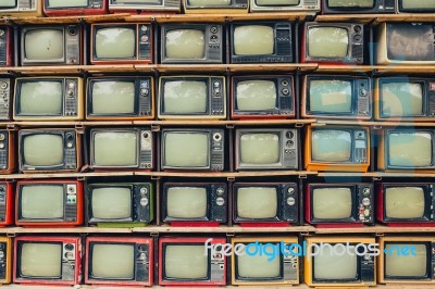 Pile Of Old Retro Tv Stock Photo