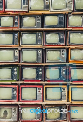 Pile Of Old Retro Tv Stock Photo