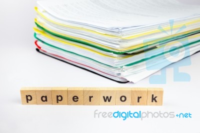 Pile Of Papers With Text Paperwork Stock Photo