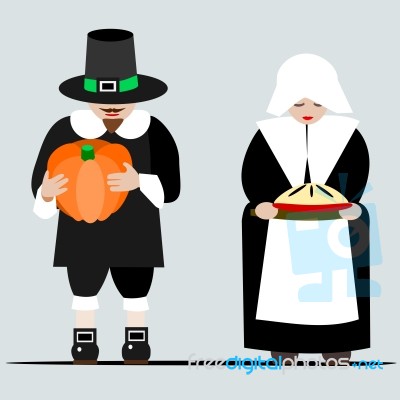 Pilgrims Giving Thanks Stock Image