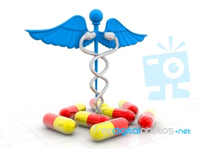 Pill And Stethoscope. Medical Concept Stock Image