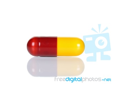 Pill Capsule Isolated On The White Background Stock Photo