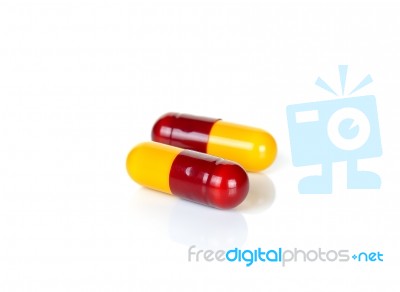 Pill Capsule Isolated On The White Background Stock Photo