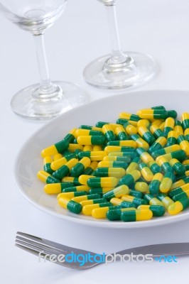 Pills On A Plate Stock Photo