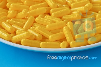 Pills On Plate Stock Photo