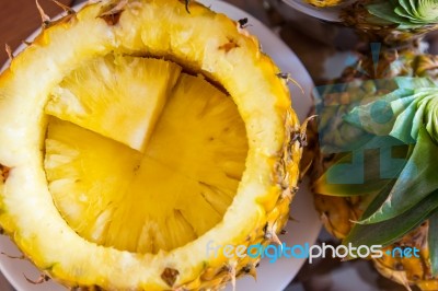 Pineapple Decorated Ready To Served Stock Photo