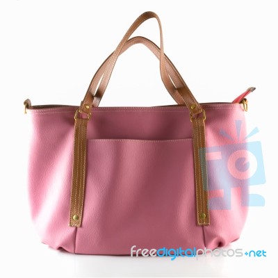 Pink Artificial Leather Bag Stock Photo