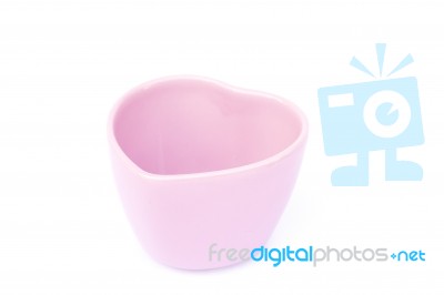 Pink Ceramic Bowl Isolated On White Background Stock Photo