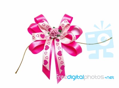 Pink Fabric Bow Stock Photo