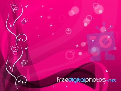 Pink Floral Background Shows Flower Pattern And Bubbles
 Stock Image