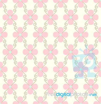 Pink Flower And Spiral Seamless Pattern On Pastel Background Stock Image