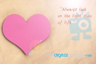 Pink Heart And Motivating Quote Stock Photo