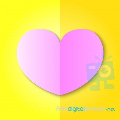 Pink Heart On Yellow Background Stock Image