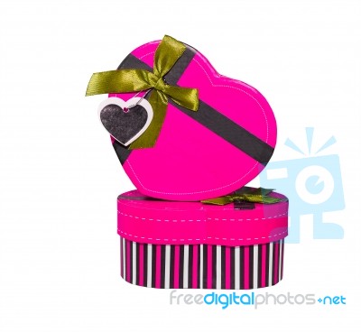 Pink Heart Shaped Box Stock Photo