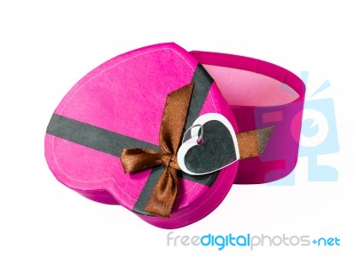 Pink Heart Shaped Box Stock Photo