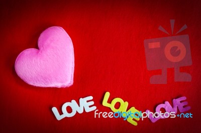 Pink Heart With Red Background Blank Space For A Valentine's Day… Stock Photo