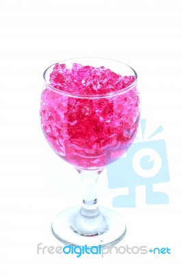 Pink Hydrogel  In Wine Glass Isolated On White Background Stock Photo