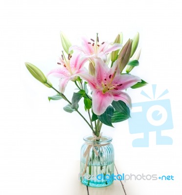 Pink Lily Flower Bouquet Stock Photo