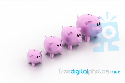 Pink Piggy Banks Increasing In Size Stock Image