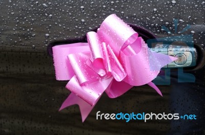 Pink Ribbon Bow Stock Photo