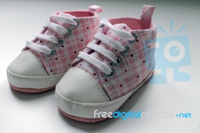 Pink Shoes For Baby Girl	 Stock Photo