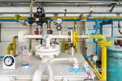 Pipe And Valve Of Lpg Gas Transplant At Lpg Gas Station Stock Photo