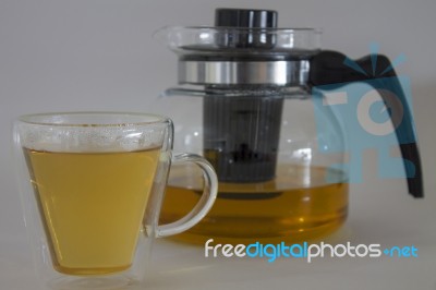  Pitcher Of Tea With Full Glass Of Tea Stock Photo