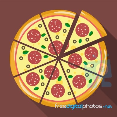 Pizza In Flat Style Stock Image