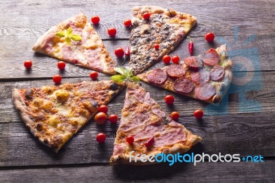 Pizza On Table Stock Photo