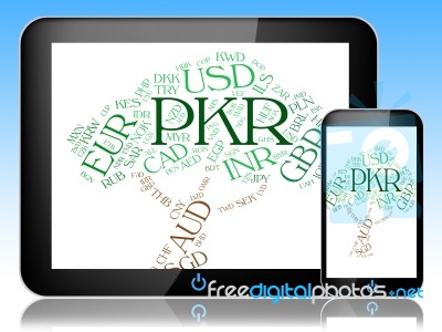 Pkr Currency Indicates Pakistani Rupees And Broker Stock Image