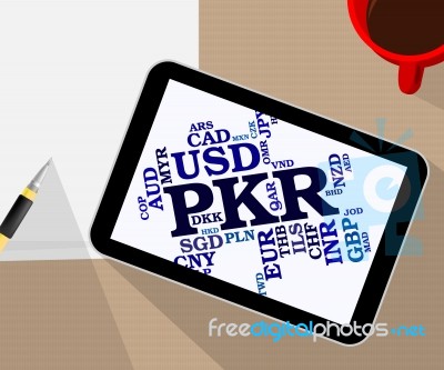 Pkr Currency Shows Pakistan Rupee And Banknotes Stock Image