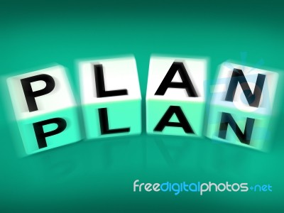 Plan Blocks Displays Targets Strategies And Plans Stock Image