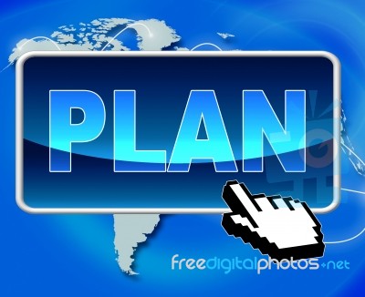 Plan Button Shows World Wide Web And Formula Stock Image