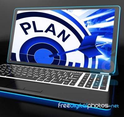 Plan On Laptop Showing Careful Planning Stock Image