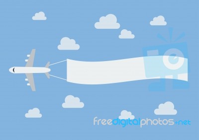 Plane Flying A Blank Banner Stock Image