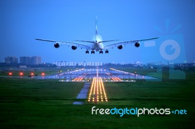 Plane Landing Stock Photo