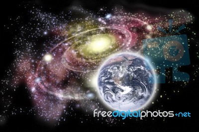 Planet Earth And Galaxy Stock Image