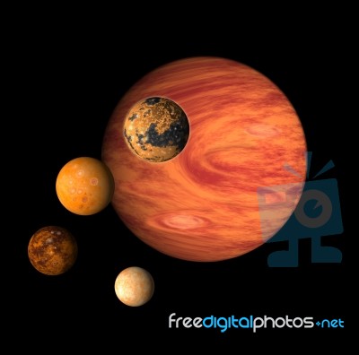 Planet Jupiter With Moons Stock Image